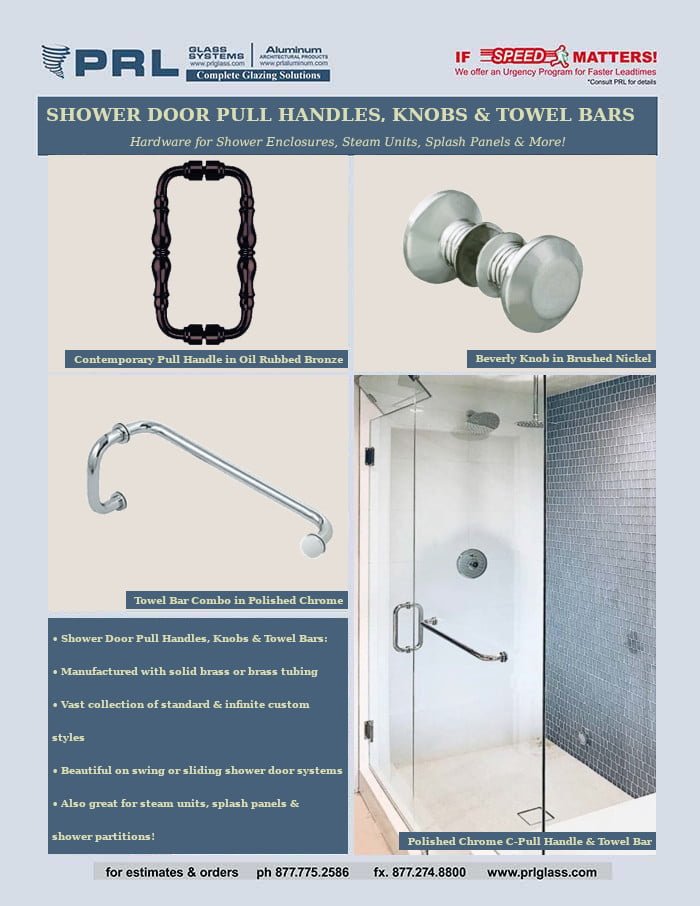 Shower Door Pull Handles, Knobs & Towel Bars