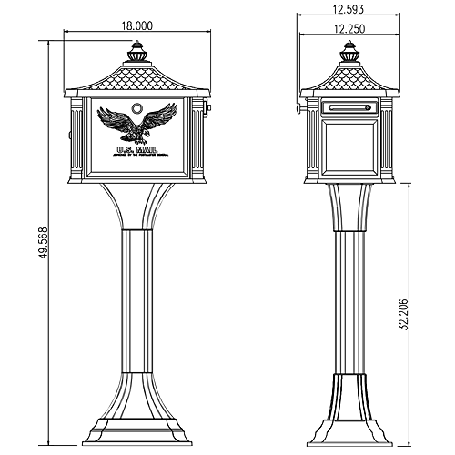 Pedestal Locking Mailbox & Post Kit Black Architectural Mailboxes