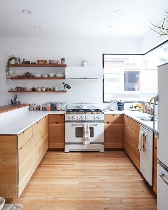 20 Irresistible White Kitchen Designs With Use Of Wood For Elegant Look