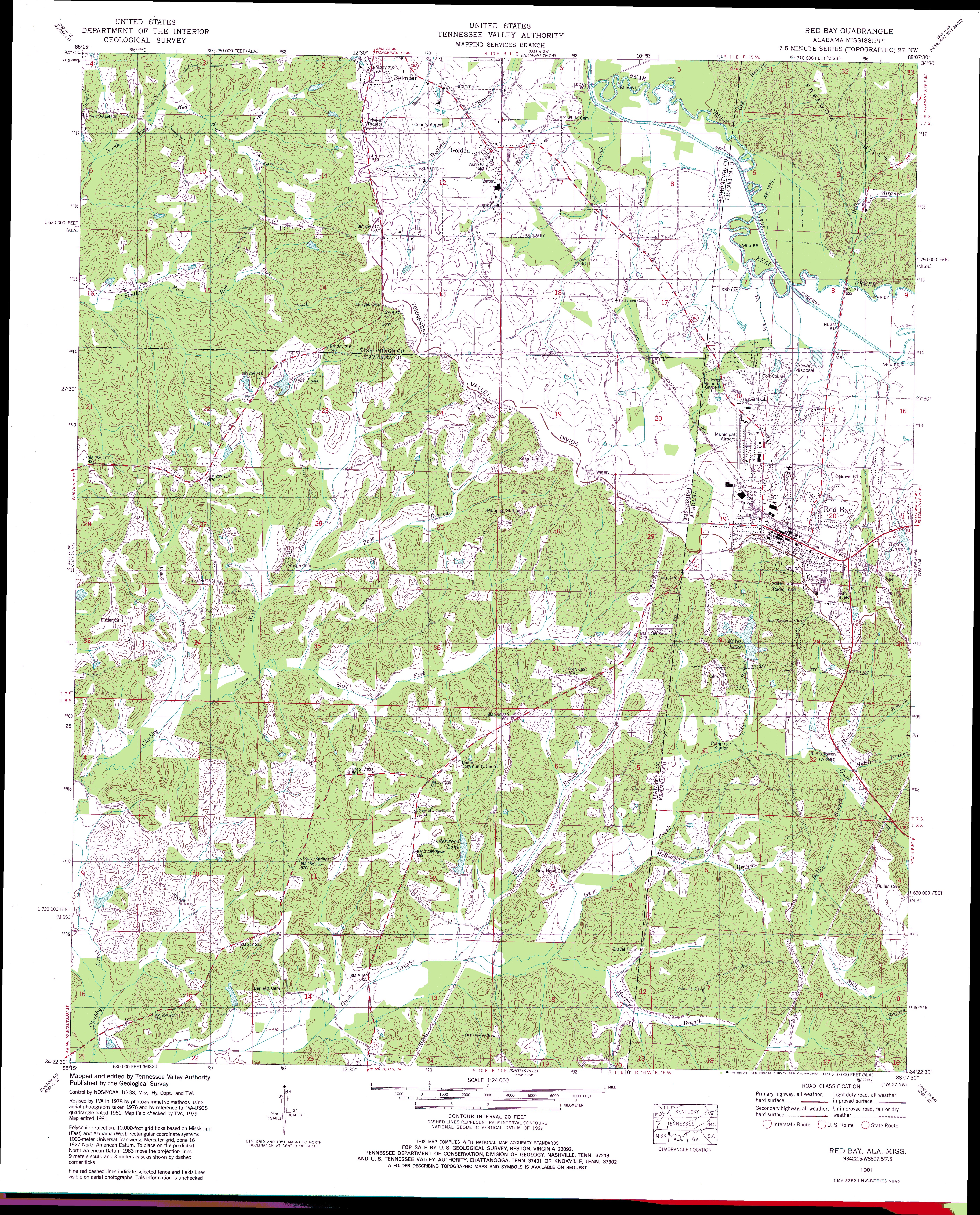 Red Bay Alabama Map Red Bay, AL Topographic Map TopoQuest