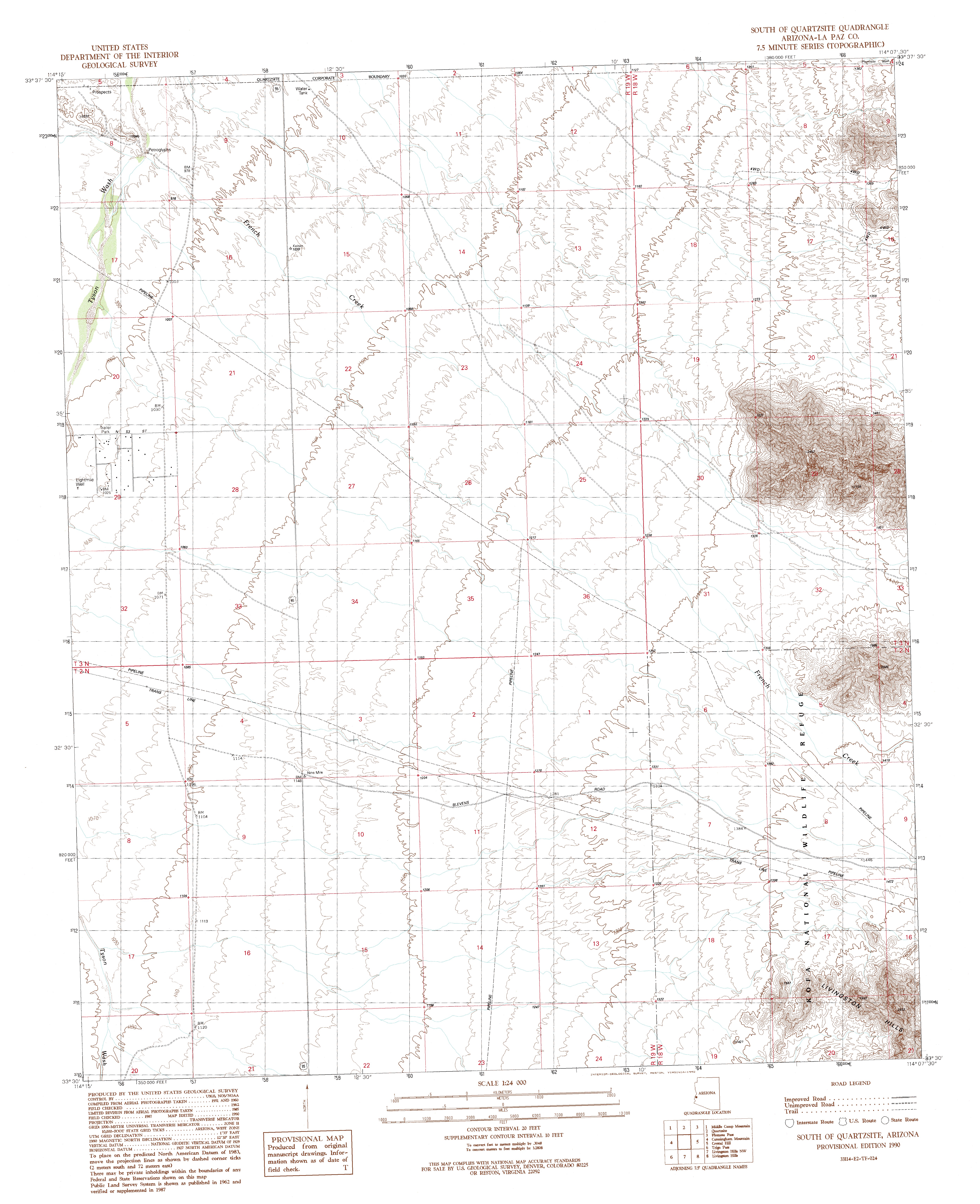 South of Quartzsite, AZ Topographic Map TopoQuest