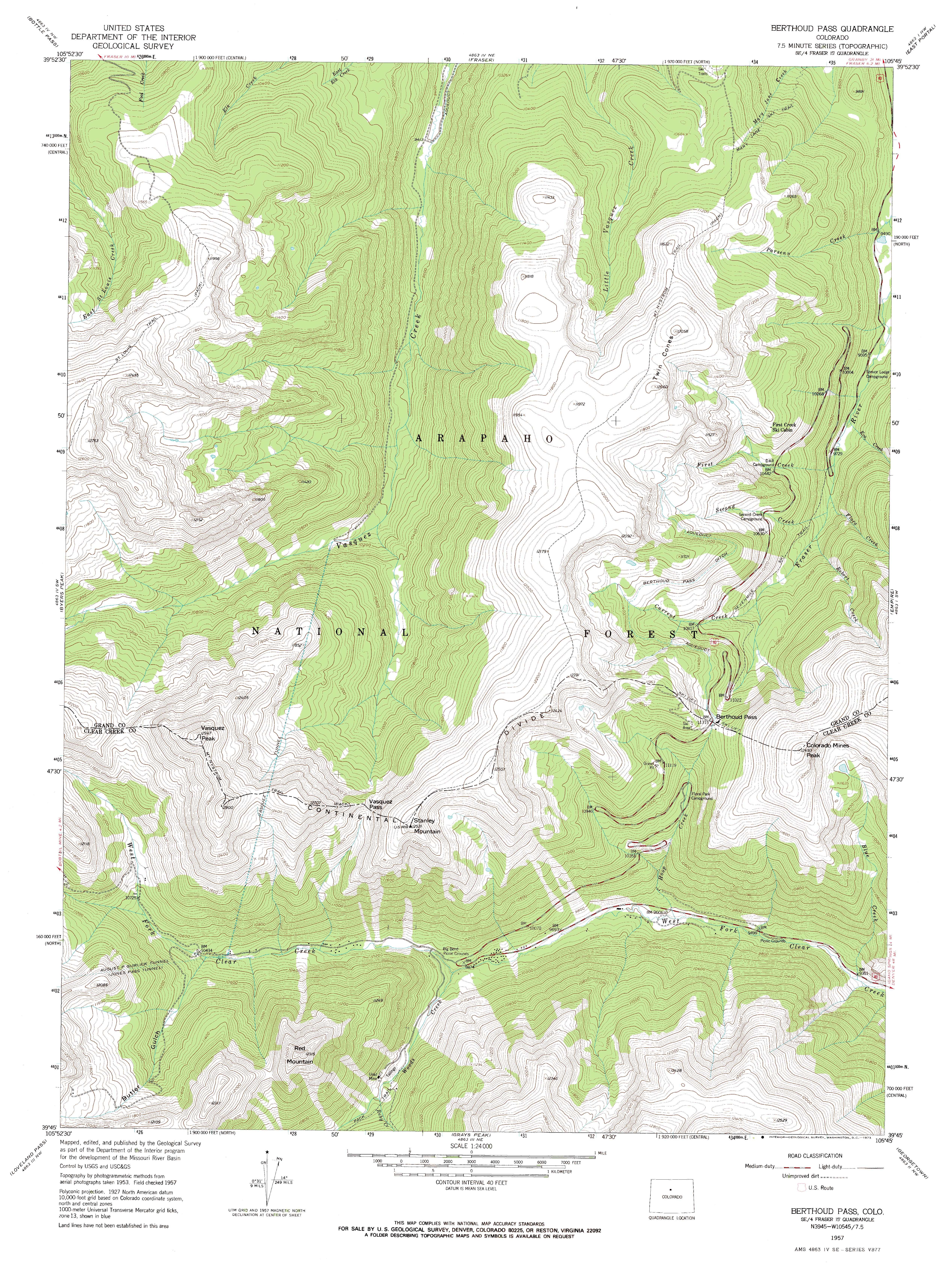 Berthoud Pass, CO Topographic Map TopoQuest