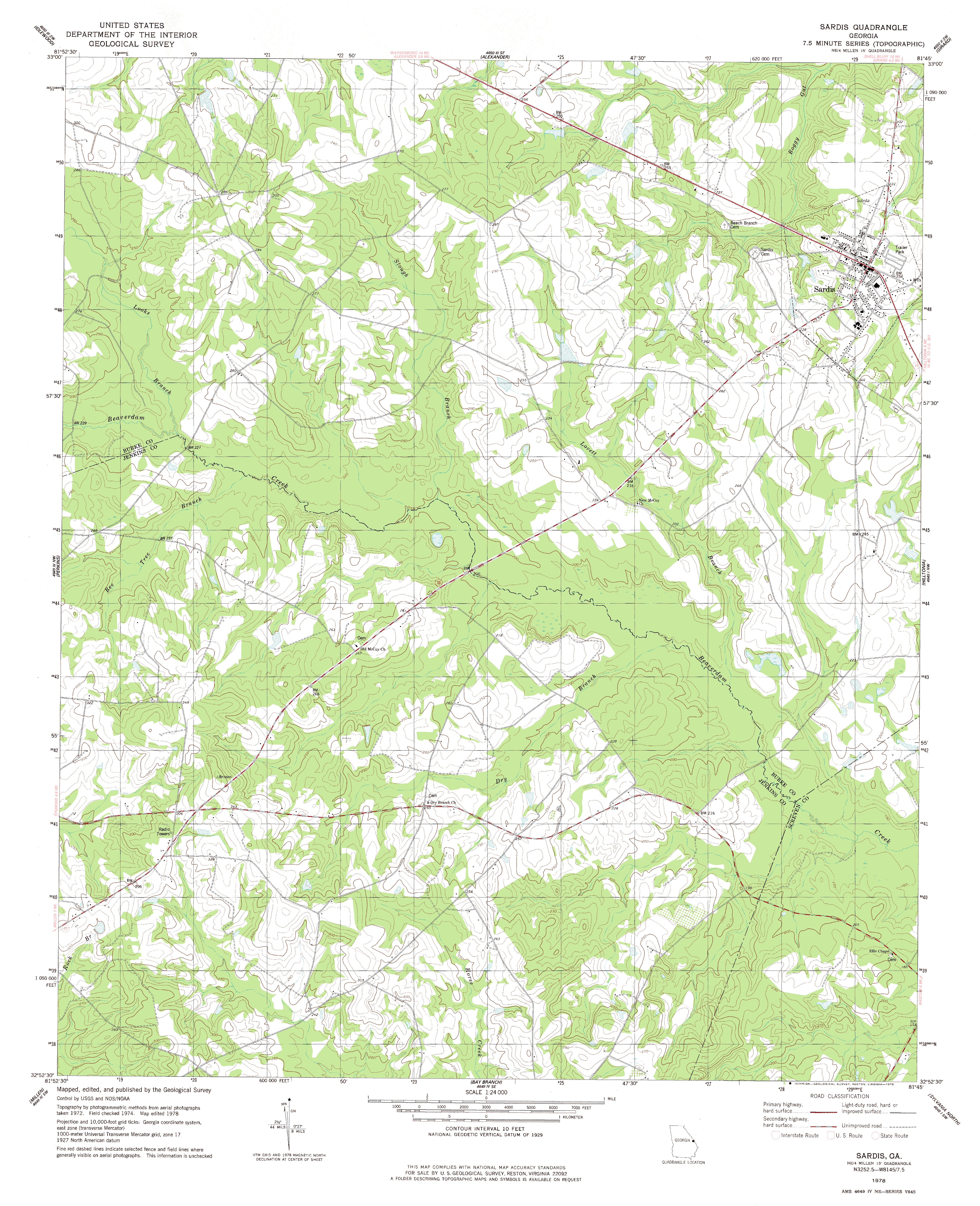 Sardis, GA Topographic Map TopoQuest