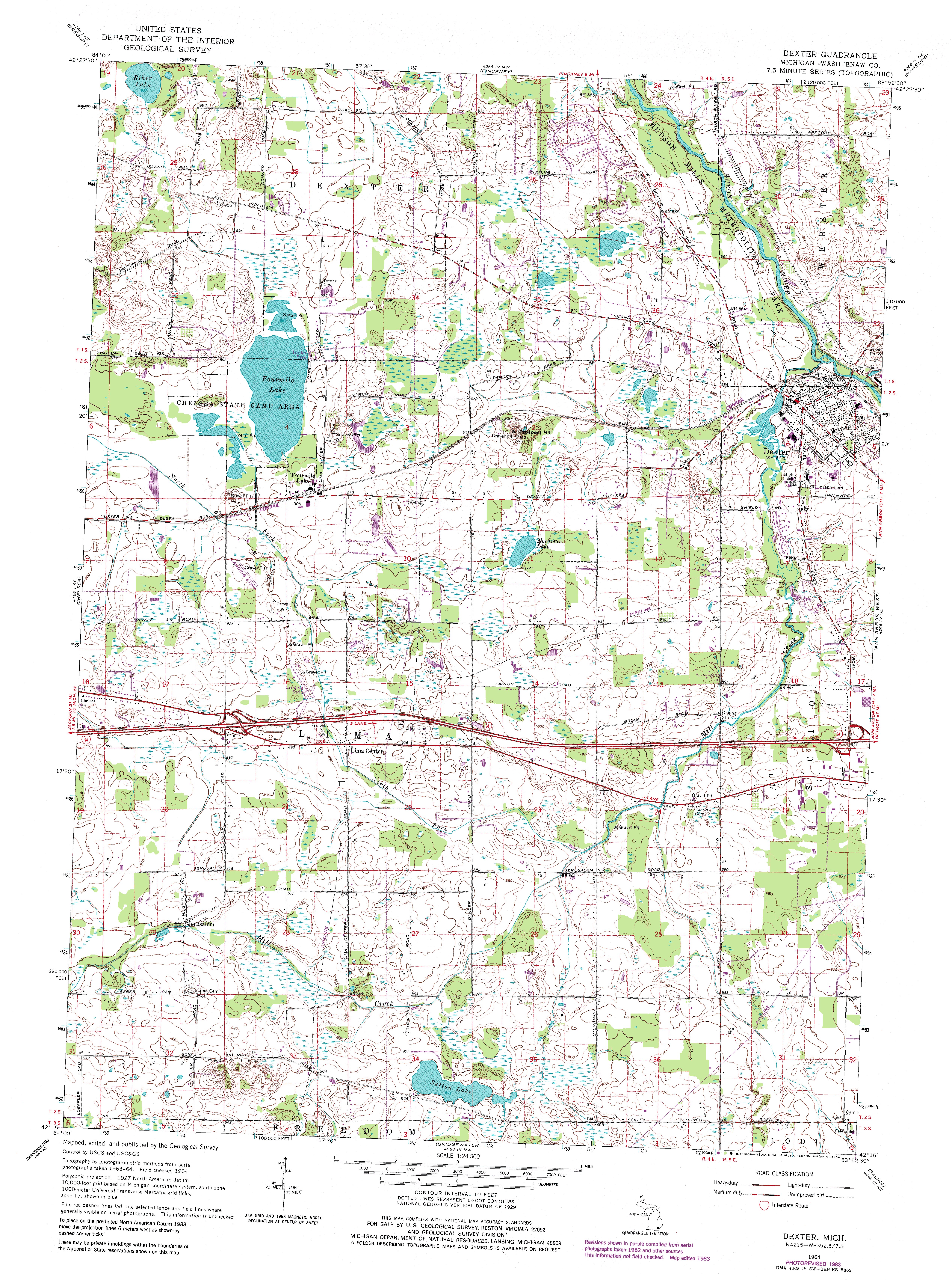 Dexter, MI Topographic Map TopoQuest