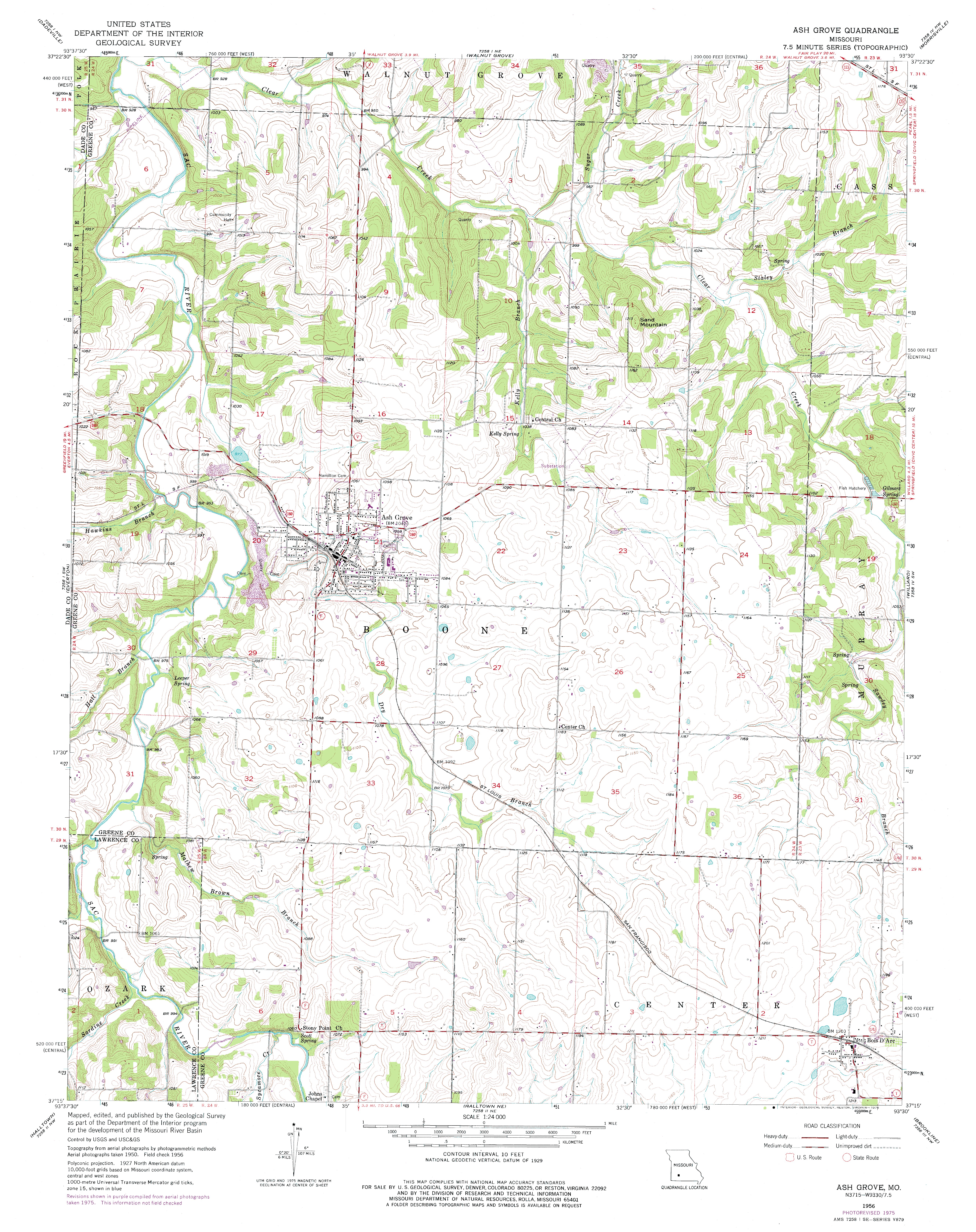 Ash Grove, MO TopoQuest. topographic map