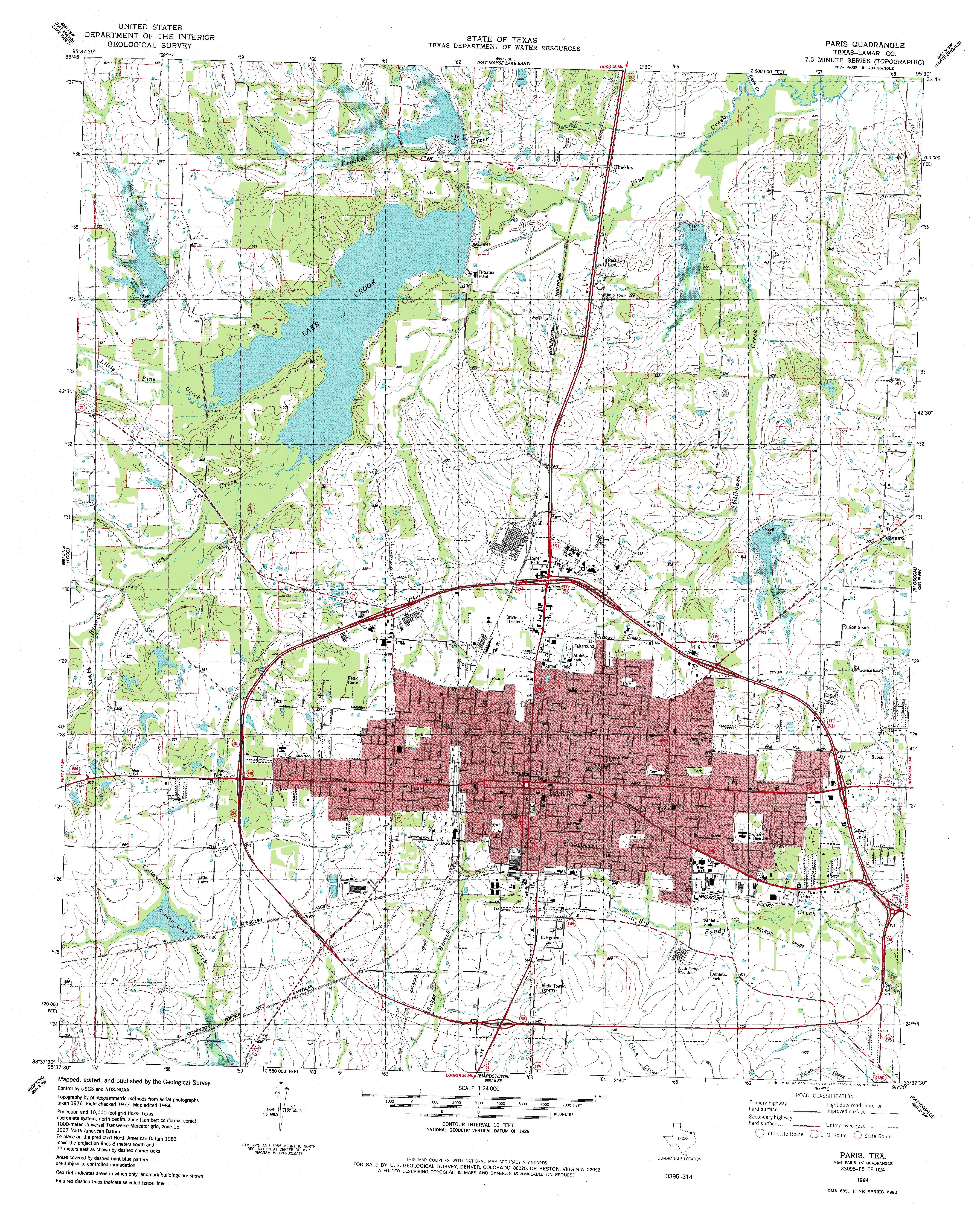 Paris, TX Topographic Map TopoQuest