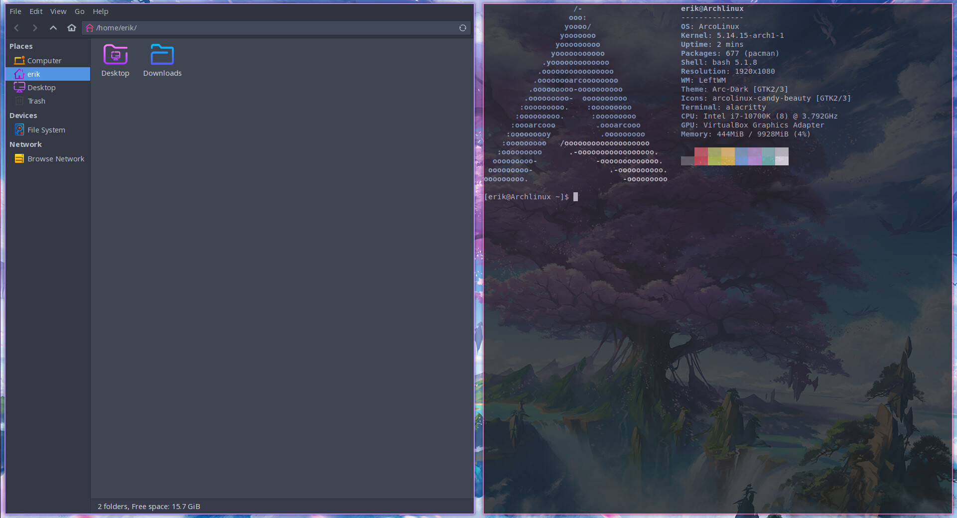 All in one Arch Linux installation UEFI with XFCE4 and Leftwm ArcoLinuxD
