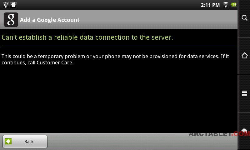 Error “Can’t establish a reliable data connection to the server” after