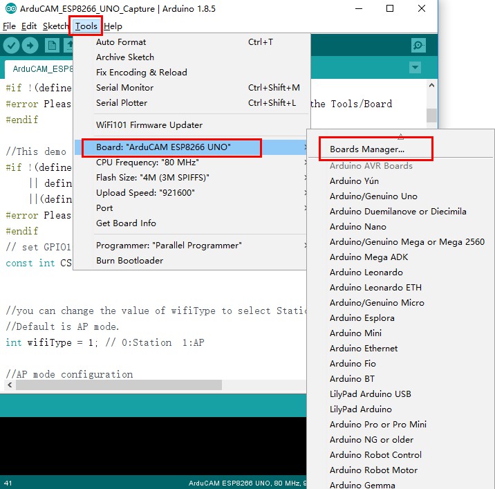 ESP8266 UNO Tutorial Arducam