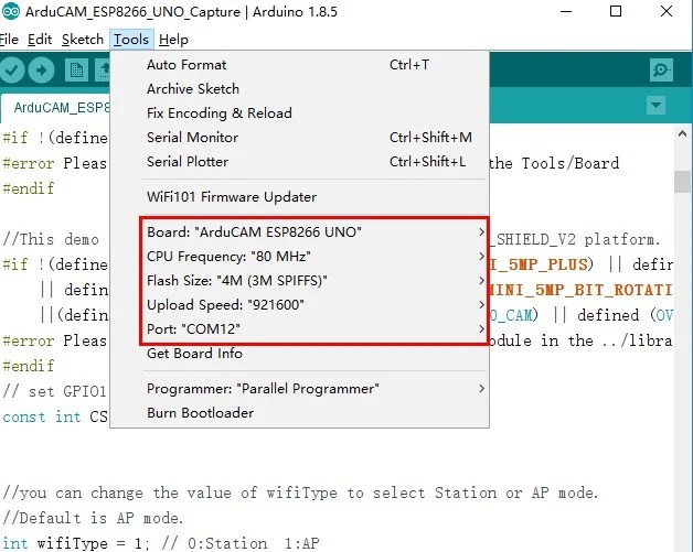 ESP8266 UNO Tutorial Arducam