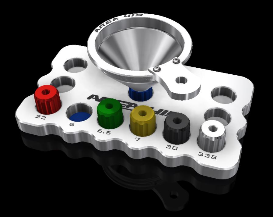 Area 419 Aluminum Reloading Funnel Kit With Interchangeable Heads