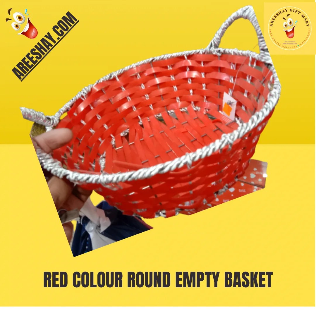 Red Colour Round Empty Basket Send Gifts To Pakistan Same Day Delivery In Multan Or Lahore