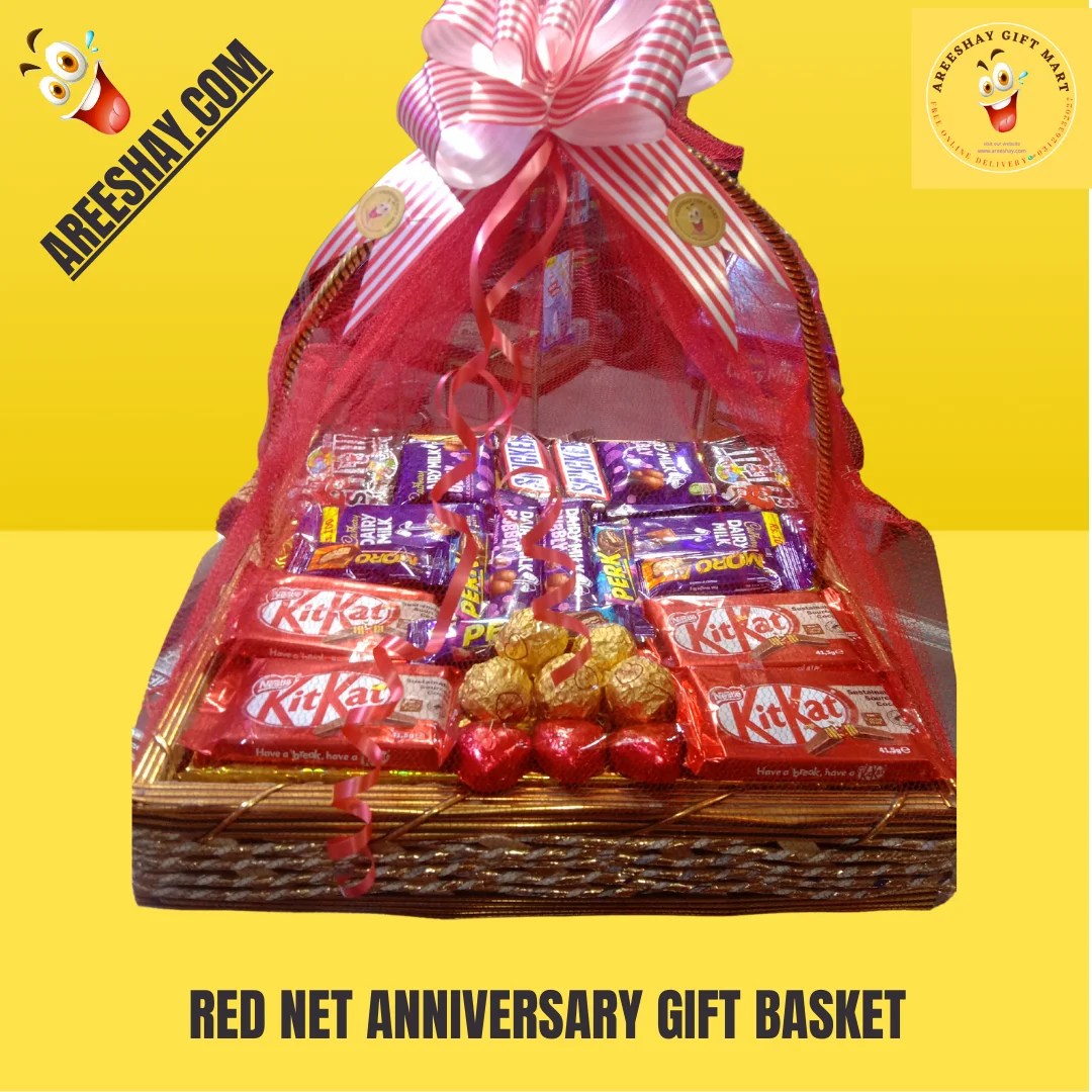 RED NET ANNIVERSARY GIFT BASKET Send Gifts To Pakistan Same Day