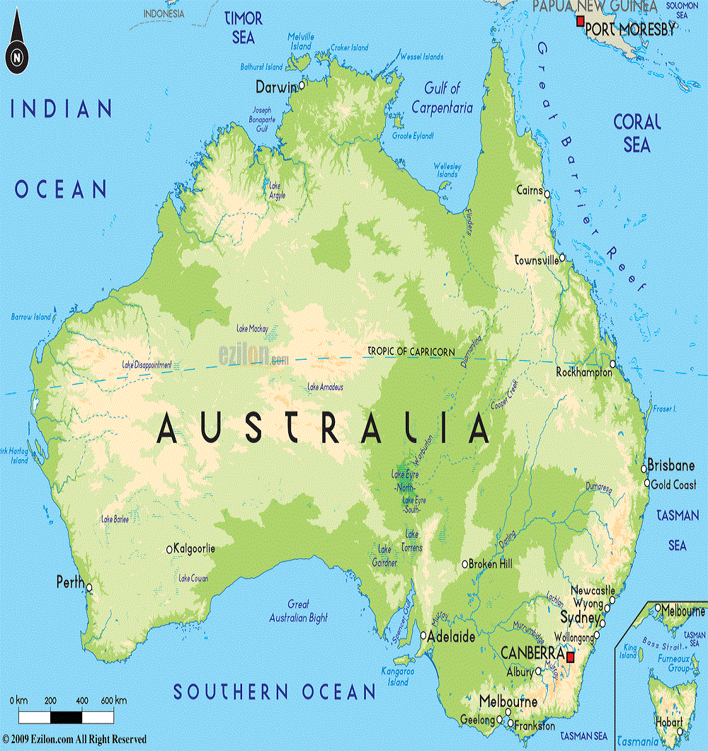 Australien Karta Östkusten mapofAustralia ARIMGSAS