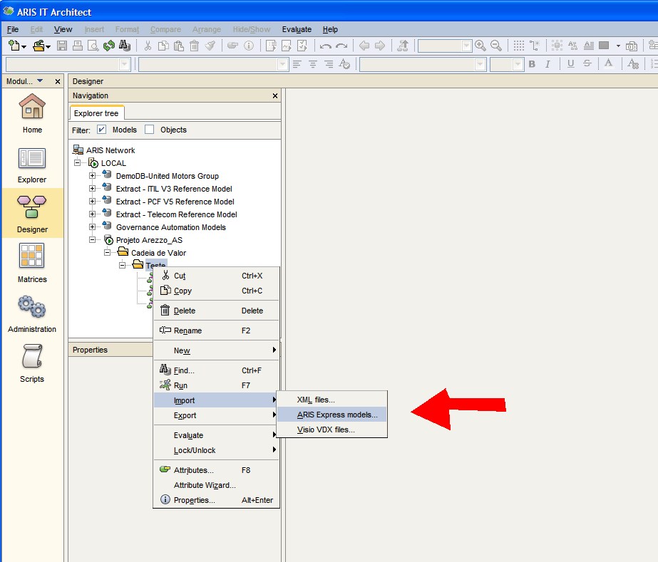 How to Import from ARIS Express to ARIS IT Architect 7.2