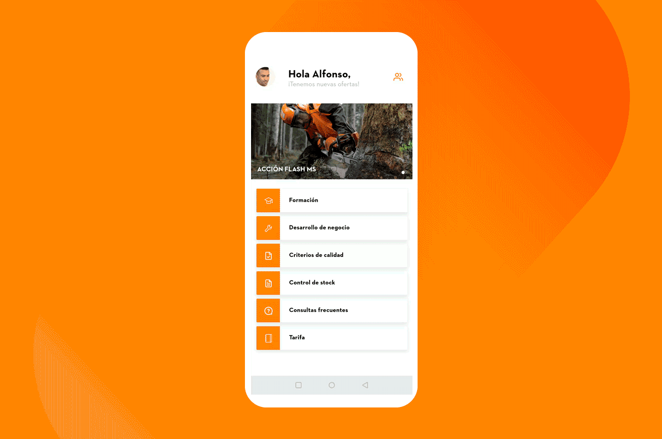 Aplicación móvil para STIHL Armadillo Amarillo