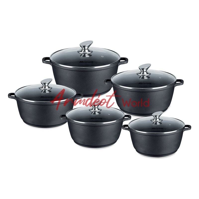 CERAMIC COATED NONSTICK POTS 5pc (BLACK) Armdeot Interiors