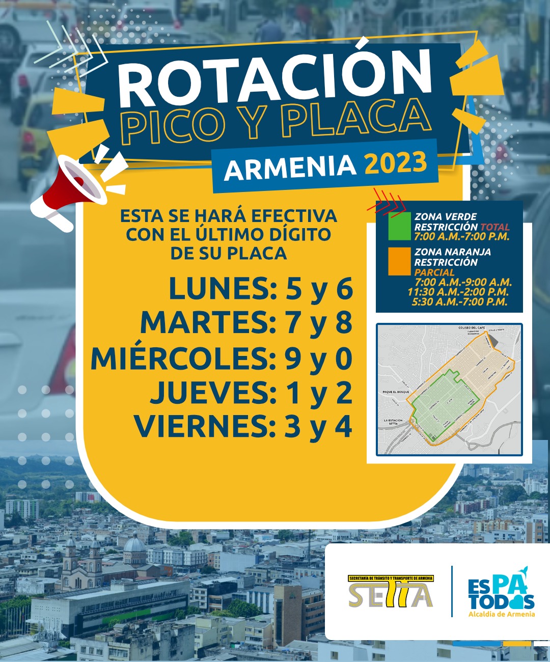 ¡Atención! Desde hoy, así rotará el pico y placa en Armenia Alcaldía ¡Atención! Desde hoy, así rotará el pico y placa en Armenia Alcaldía