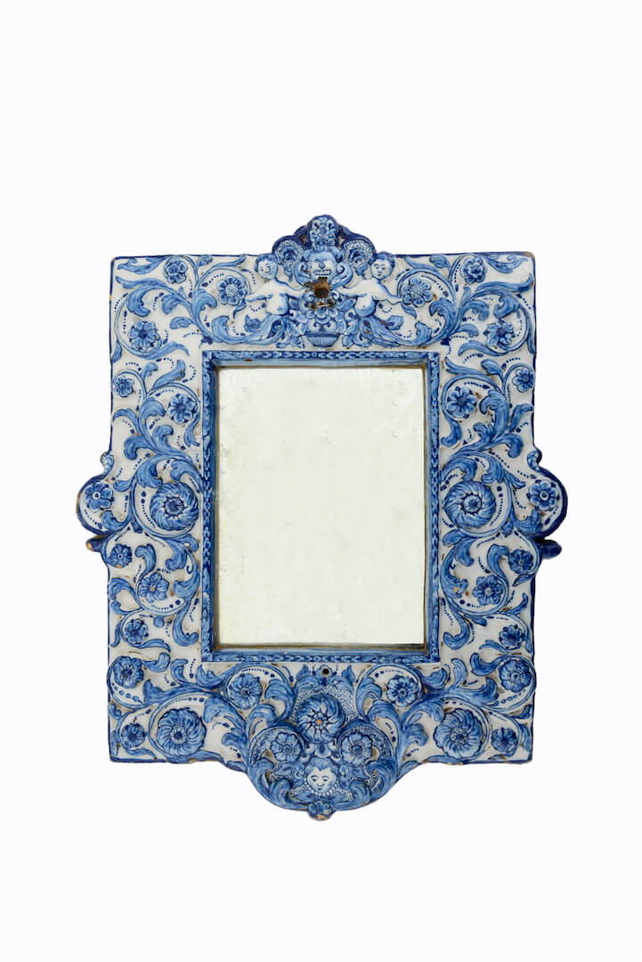 Delftware Blue and White Rectangular Mirror Frame