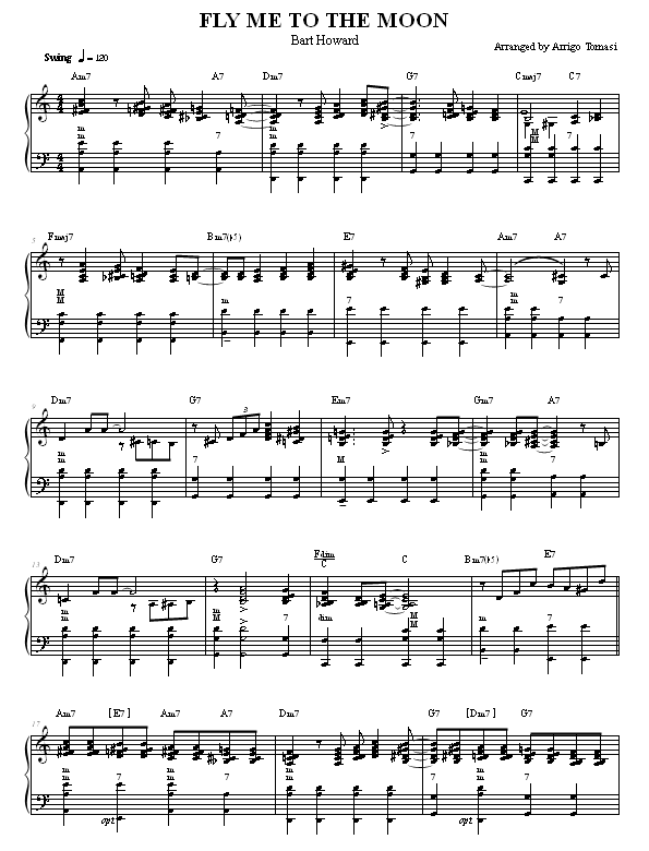 Fly me to the moon, Accordion sheet music