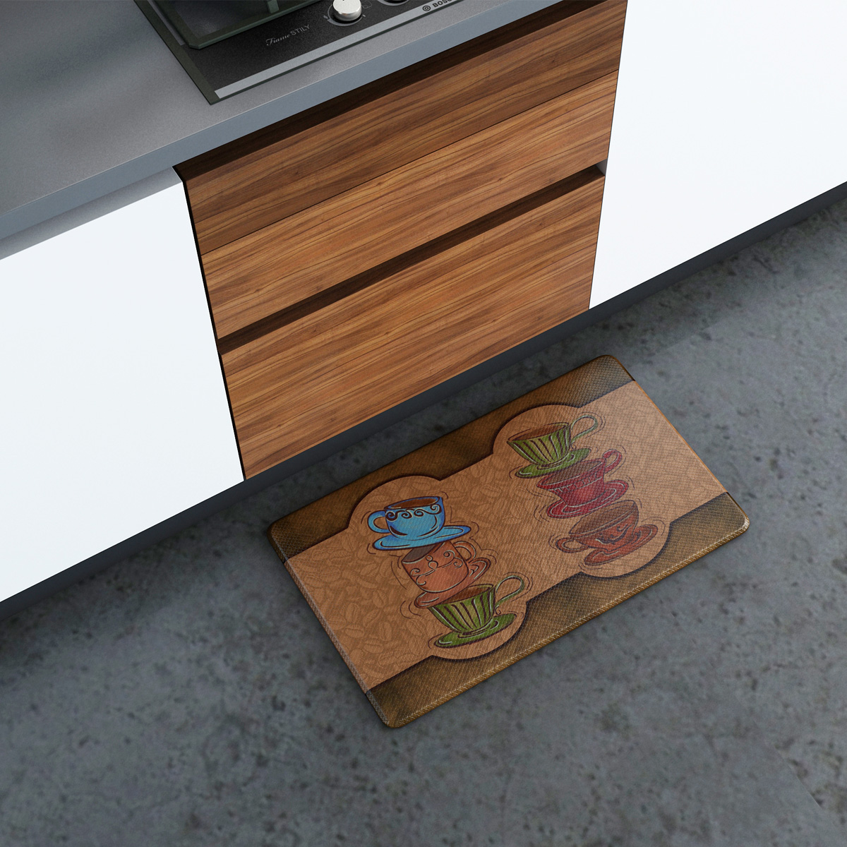AntiFatigue Comfort Kitchen Mat, Coffee Cup Party Style 18" X 30"