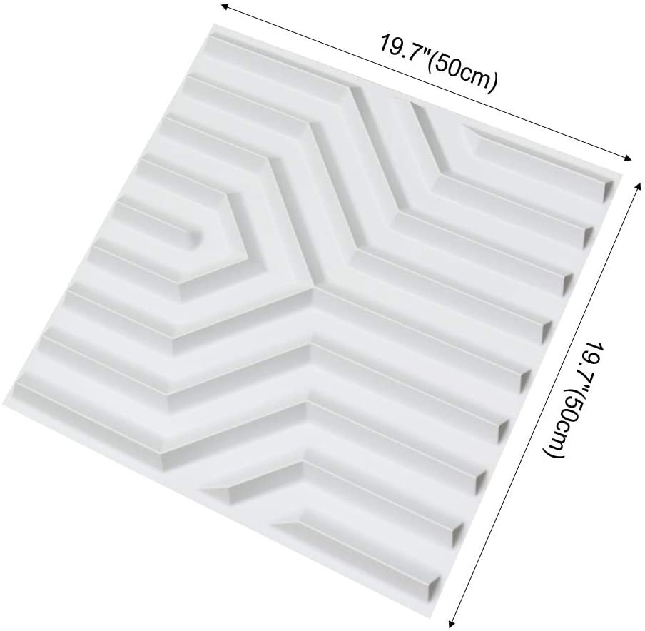 Plastic 3D Wall Panel PVC Wall Design, White, 12 Tiles 32 SF