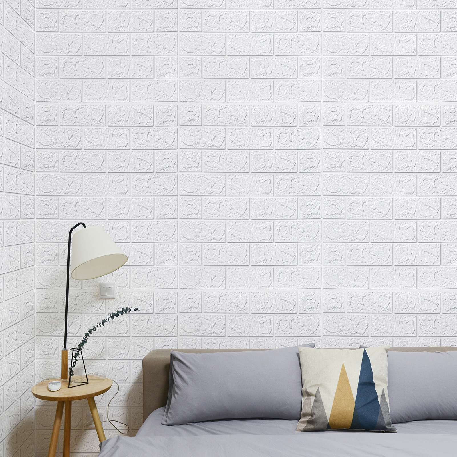 A06005Art3d 30 Pcs 3D Brick Wallpaper foax foam brick wall in white(43