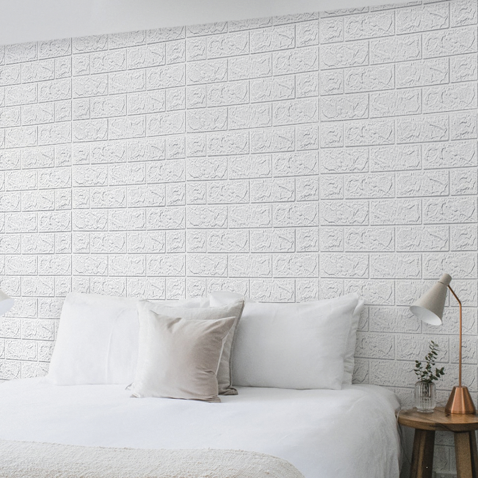 A06005Art3d 30 Pcs 3D Brick Wallpaper foax foam brick wall in white(43