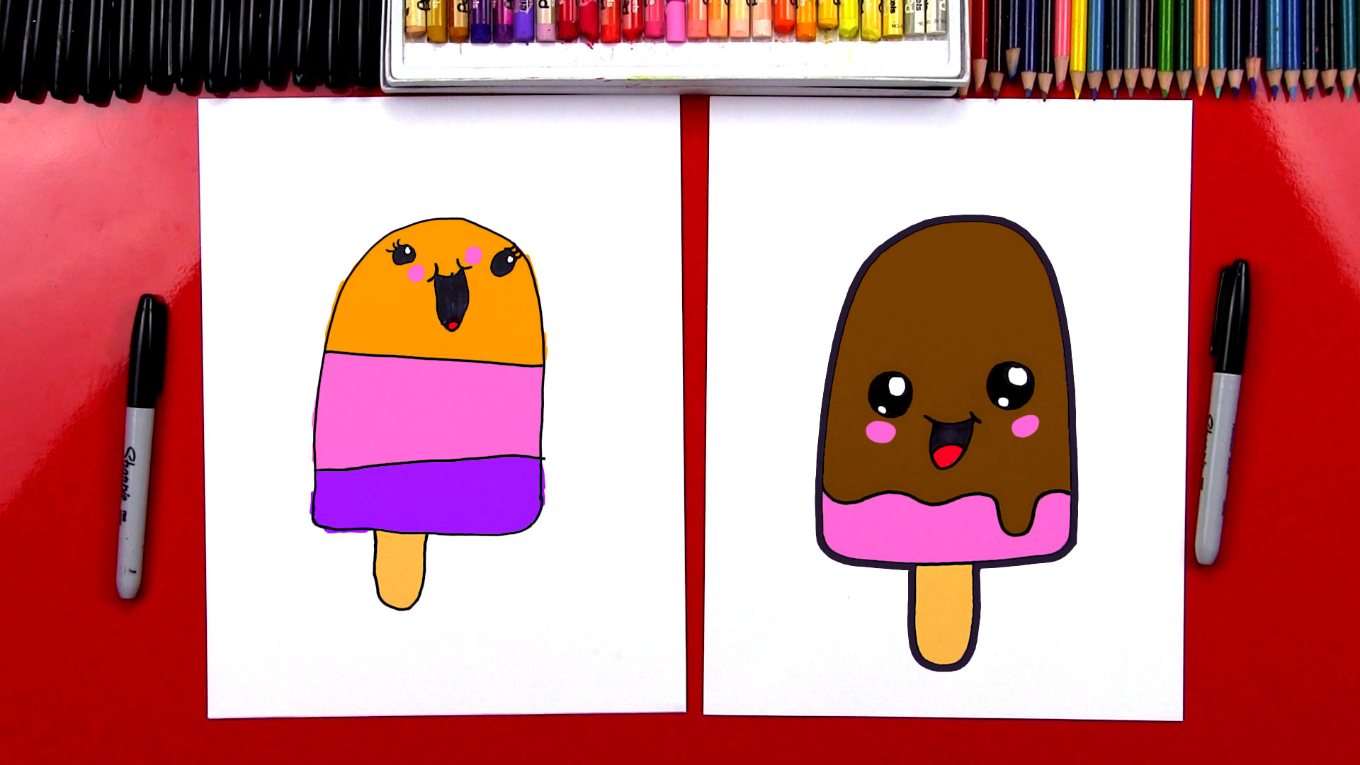 How To Draw A Cartoon Popsicle Art For Kids Hub