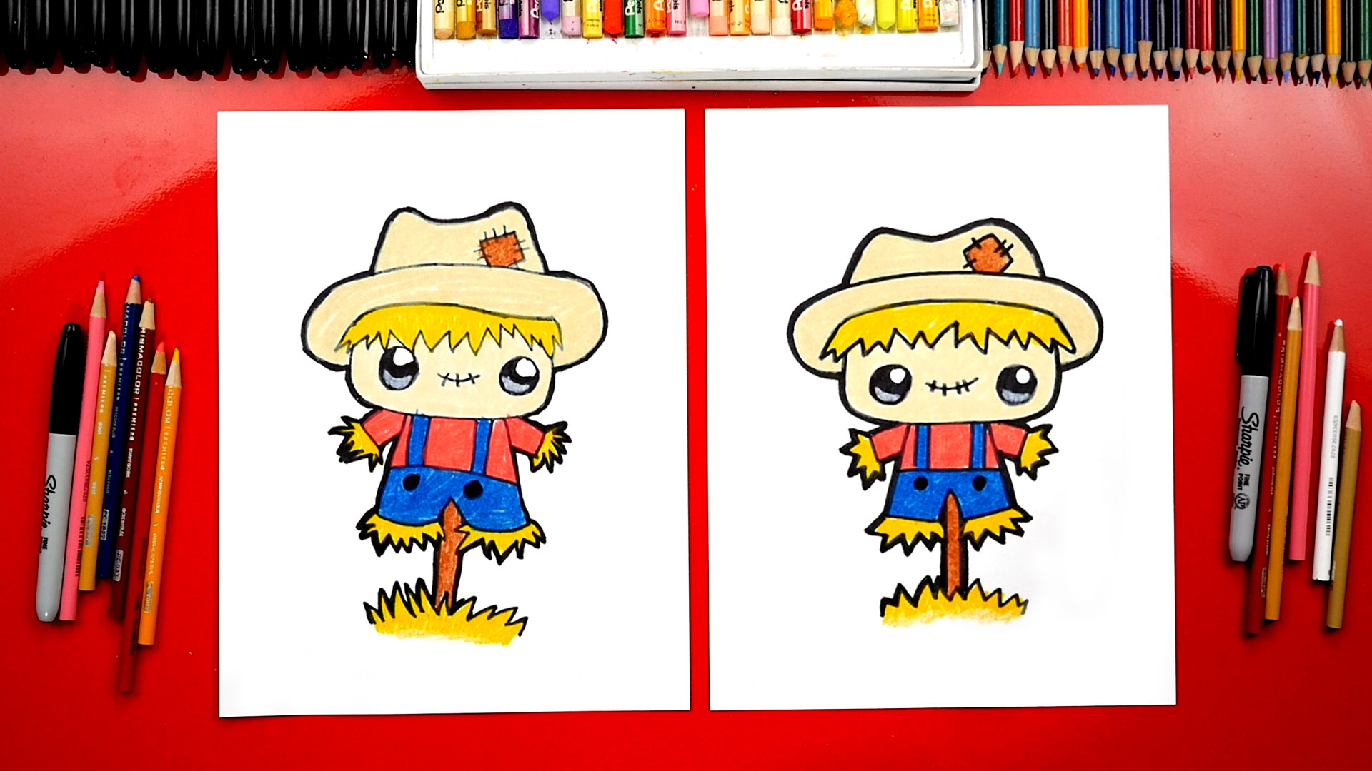 How To Draw A Funny Scarecrow Art For Kids Hub