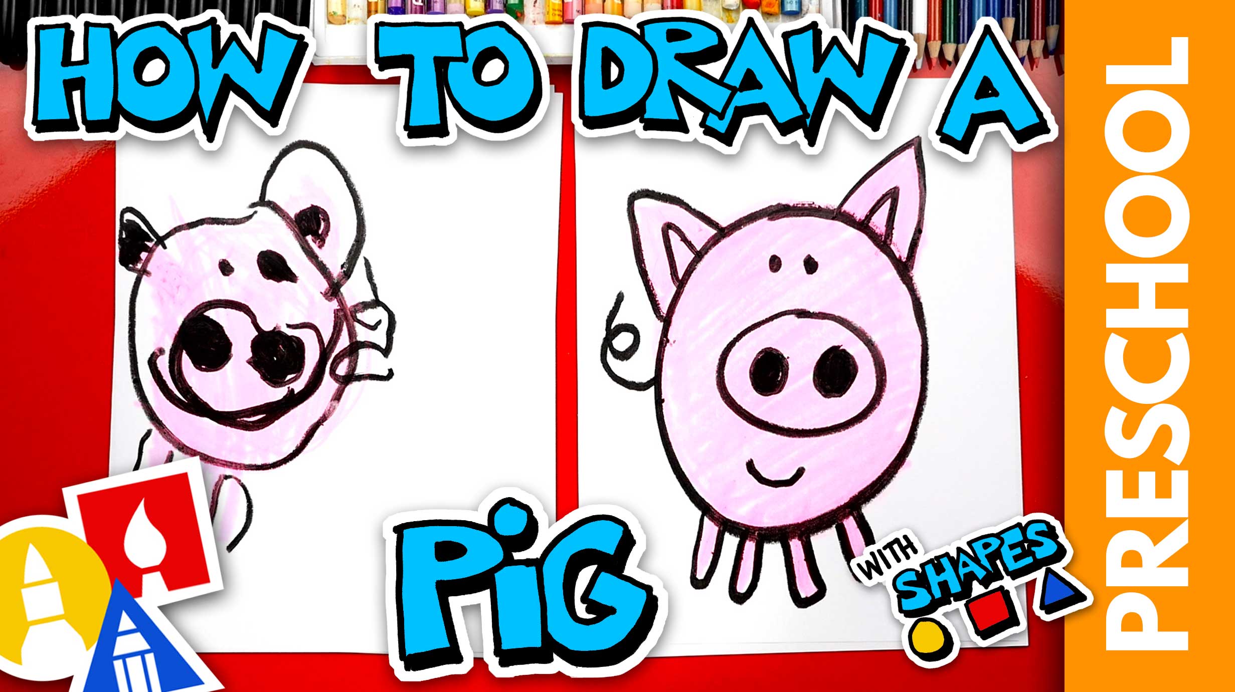 Drawing A Pig Using Shapes Preschool Art For Kids Hub