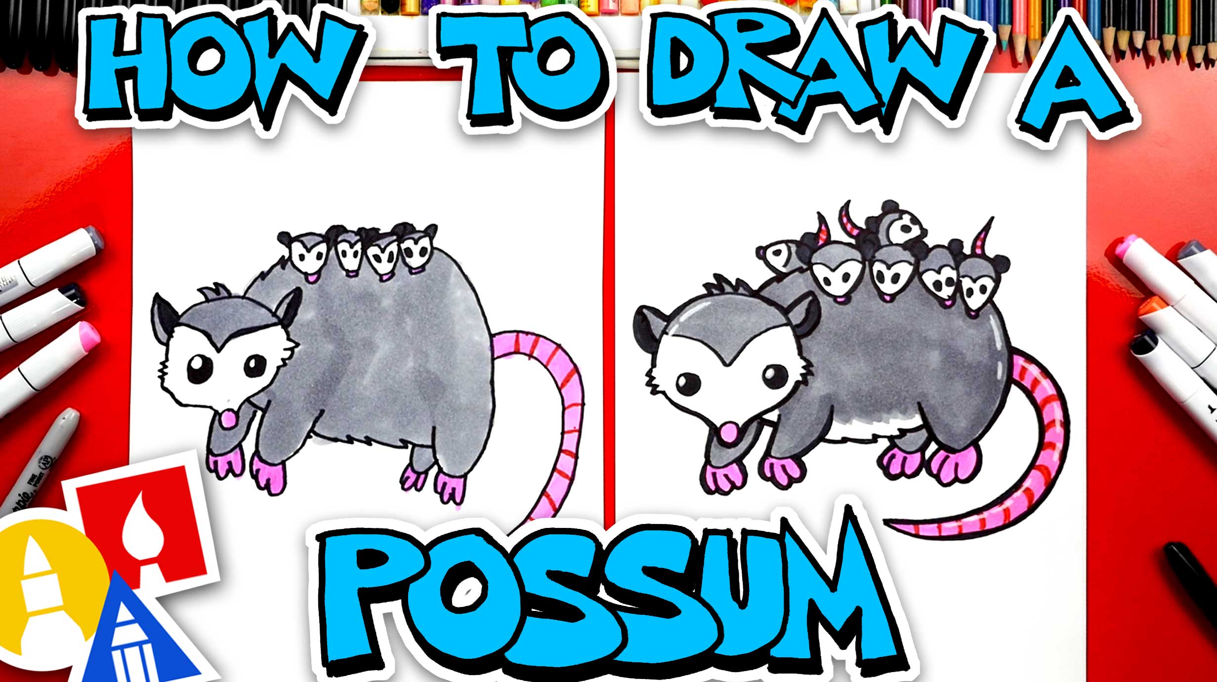 How To Draw A Possum (Opossum) Art For Kids Hub