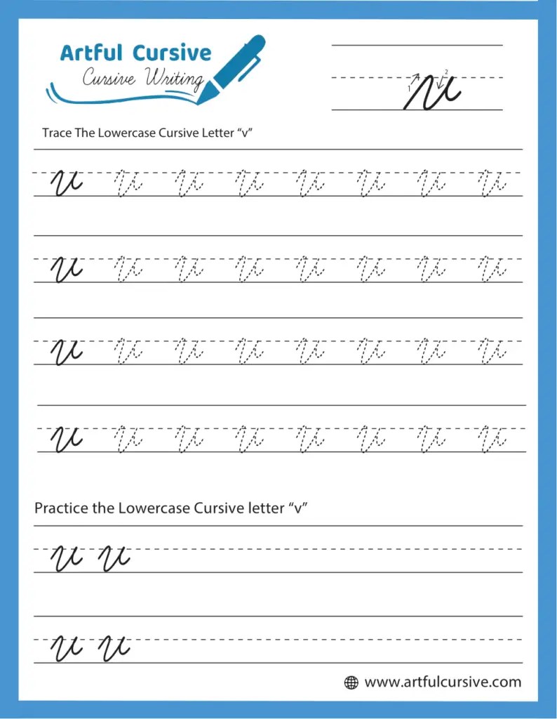 Cursive Alphabet: Letter "V" Worksheet