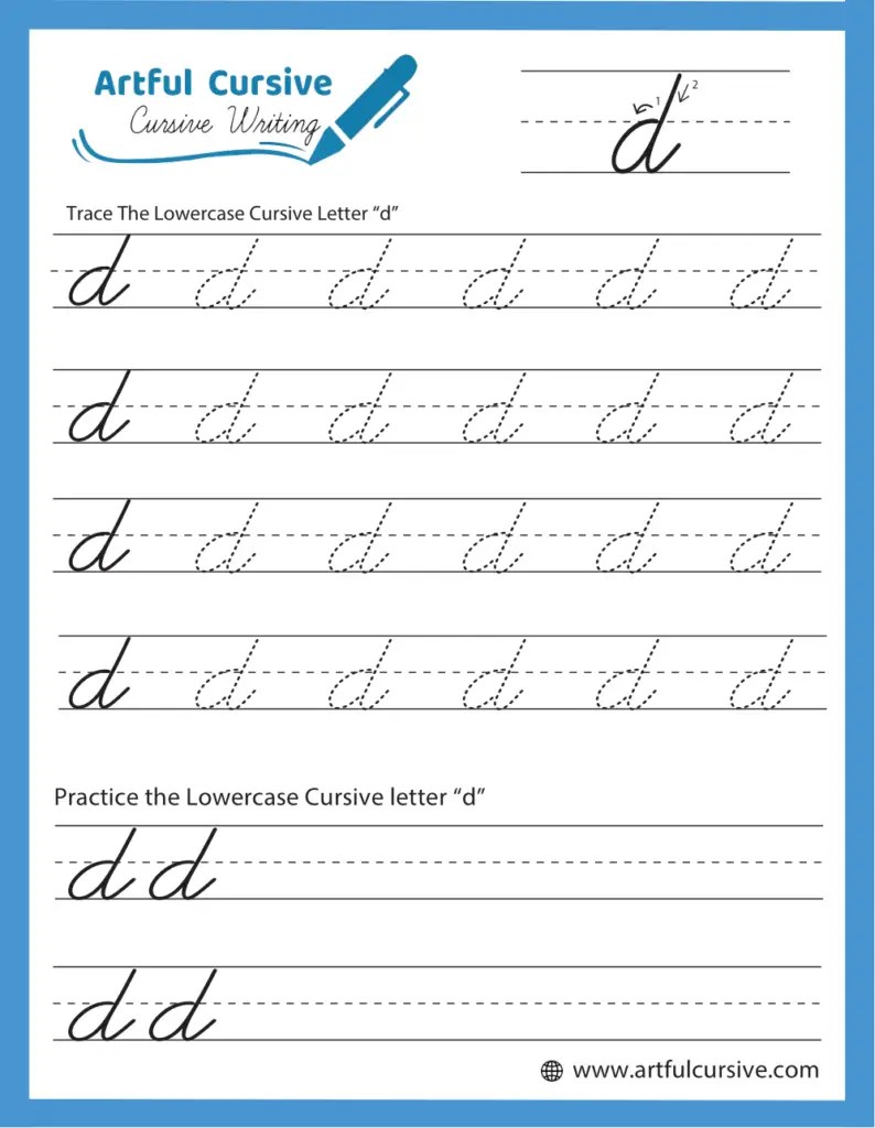 Cursive Alphabet: Letter "d" Worksheet