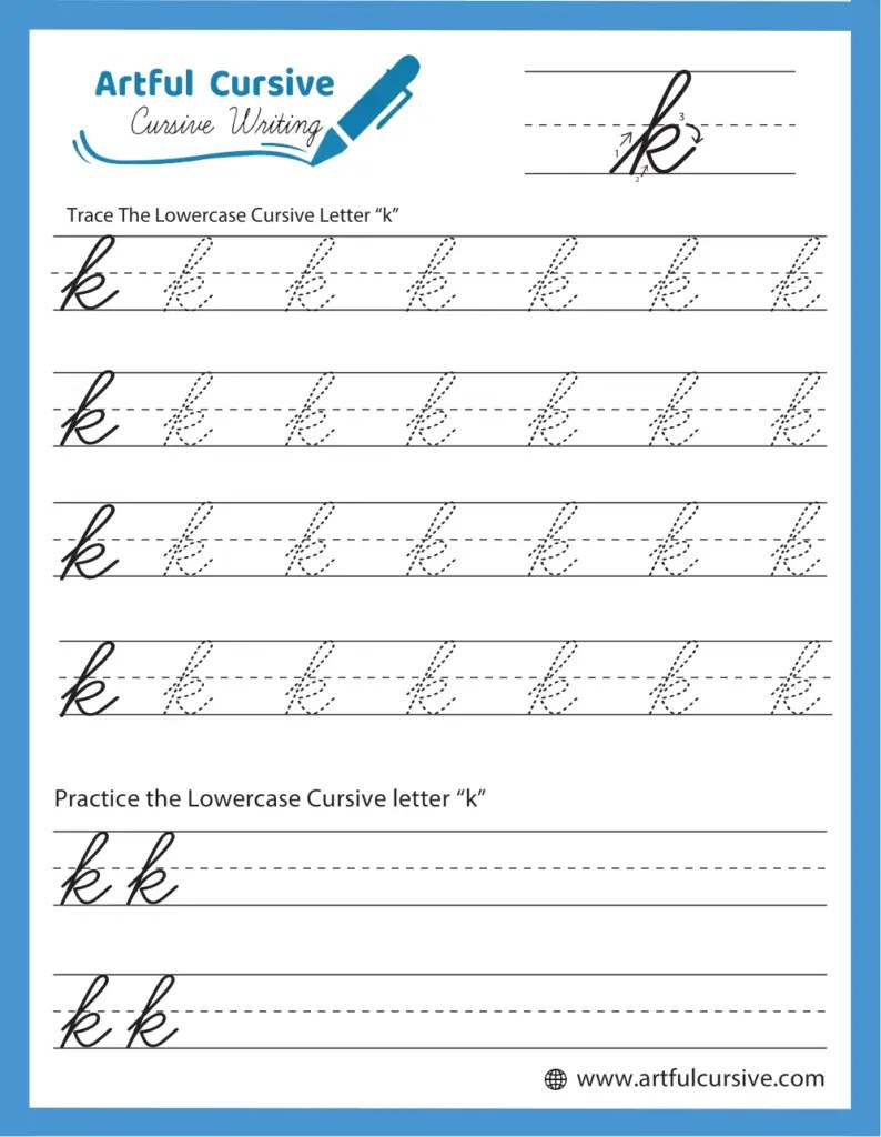 Cursive Alphabet: Letter "K" Worksheet