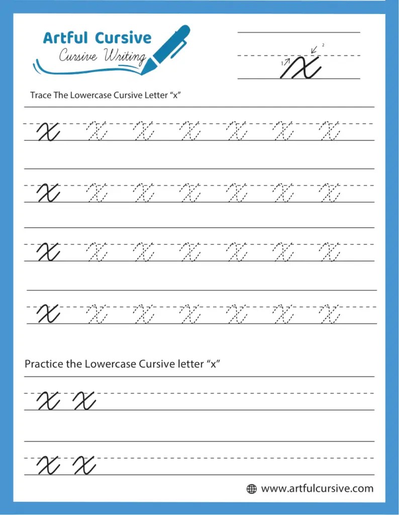 Cursive Alphabet: Letter "X" Worksheet
