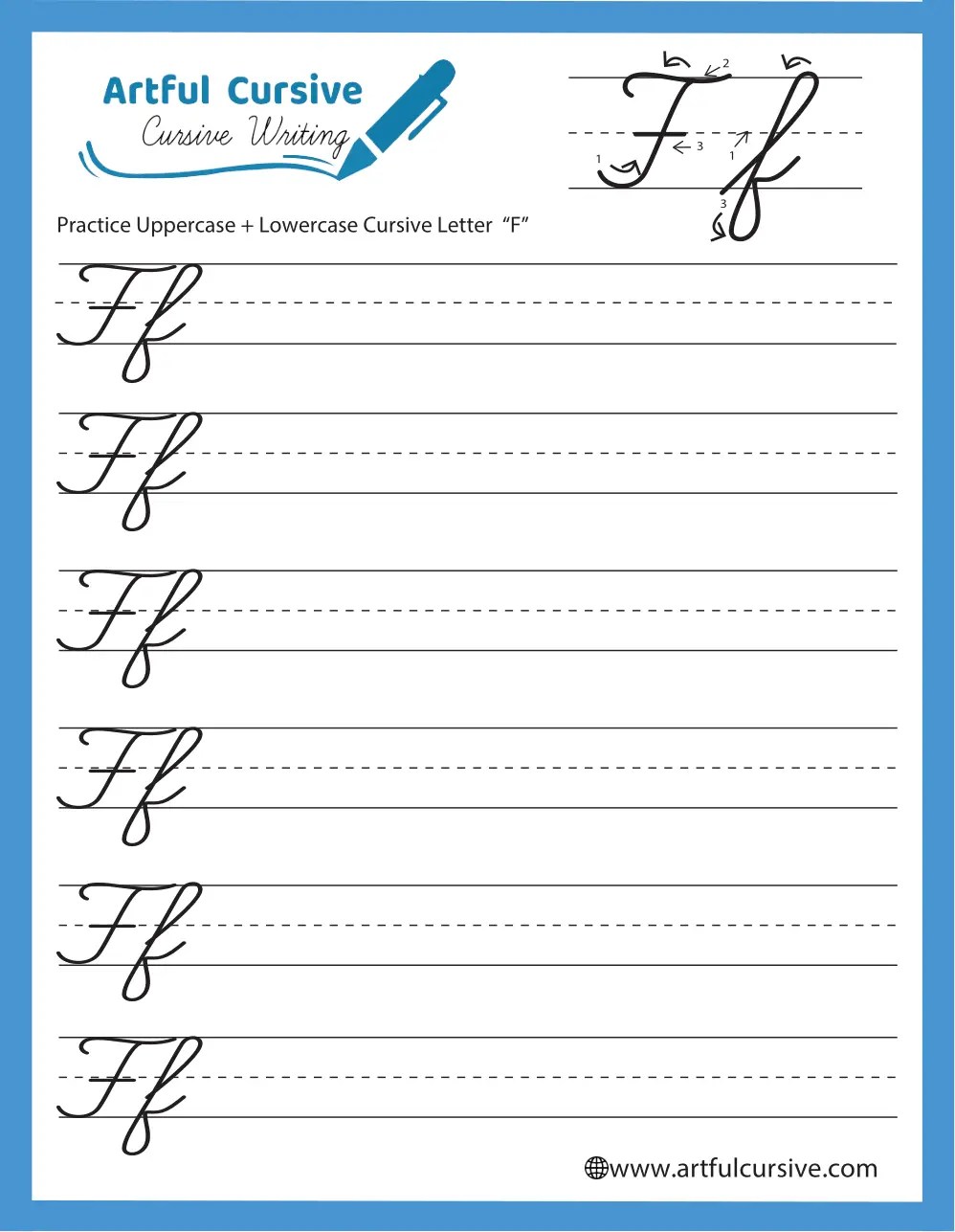 Cursive Alphabet: Letter "f" Worksheet