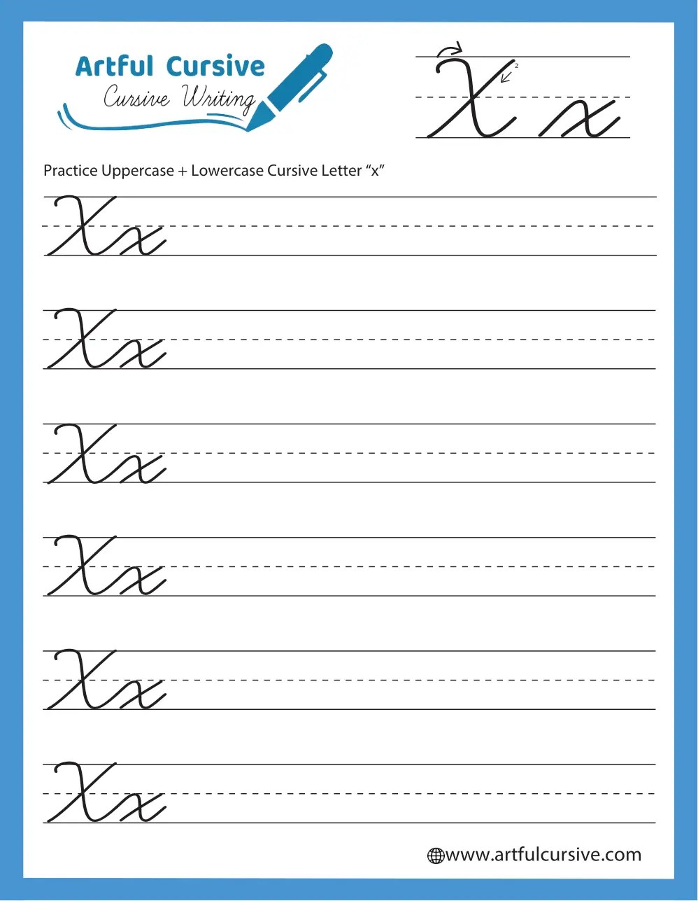 Cursive Alphabet: Letter "X" Worksheet