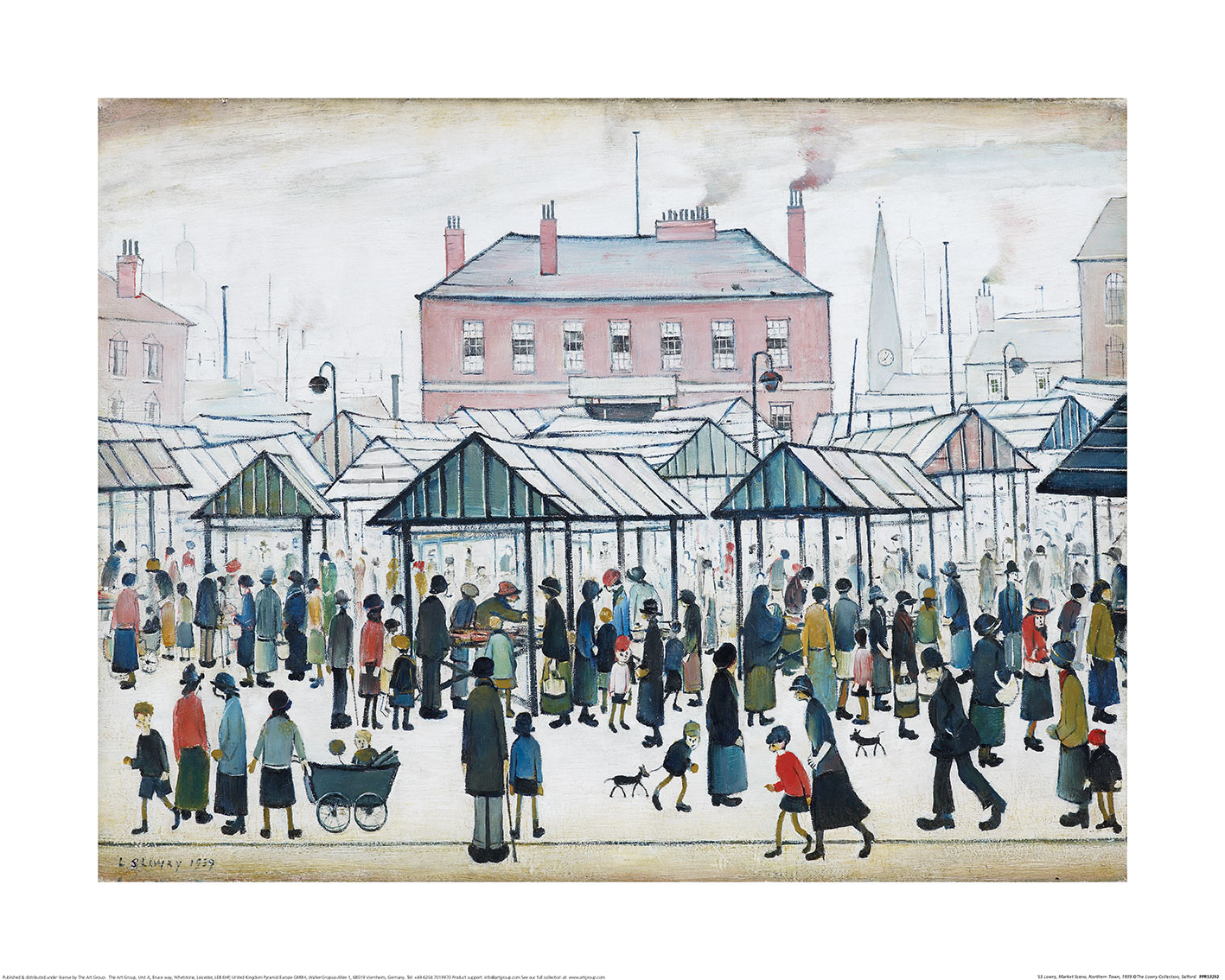 L.S. Lowry (Market Scene, Northern Town, 1939) Canvas Print The Art Group