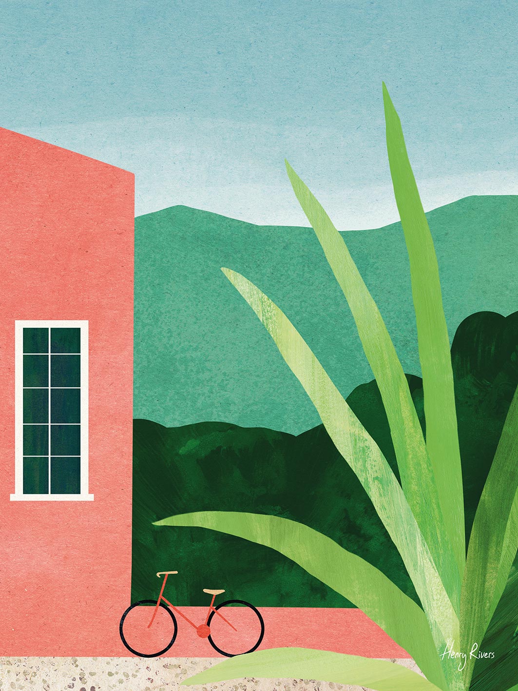 Henry Rivers (Bicycle, Pink House) Art Print The Art Group