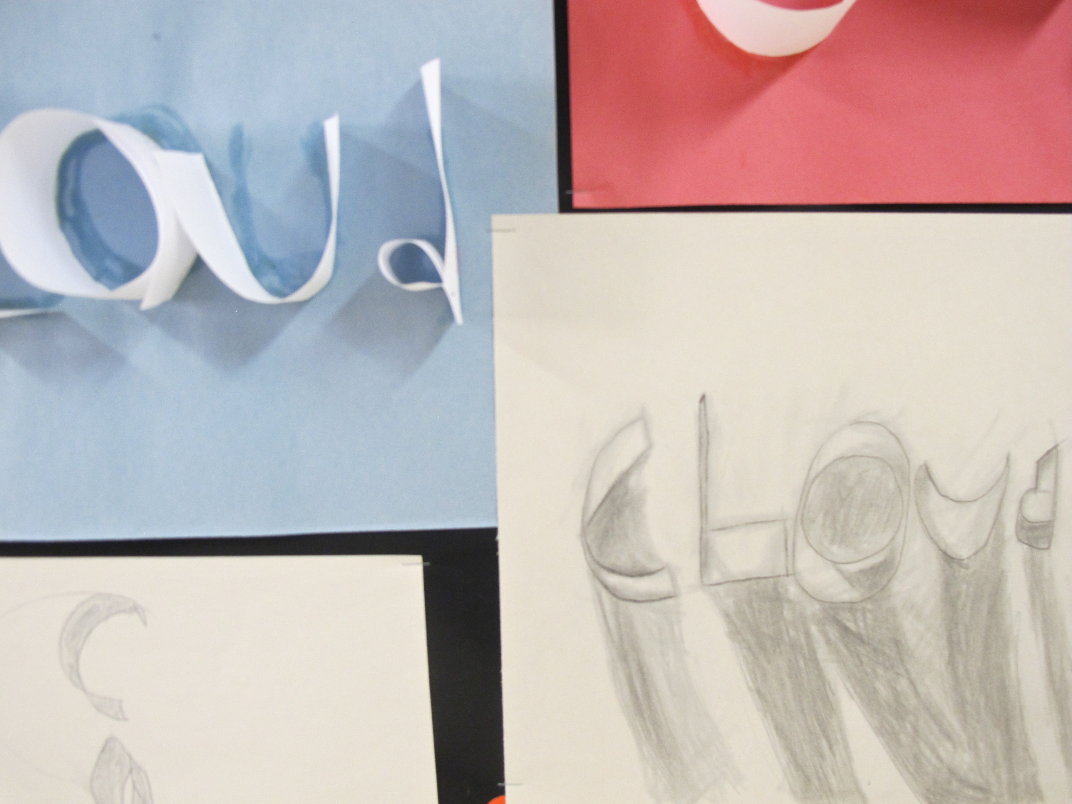 Grade 6/7/8 Drawing Ribbon Letters Art Here and There
