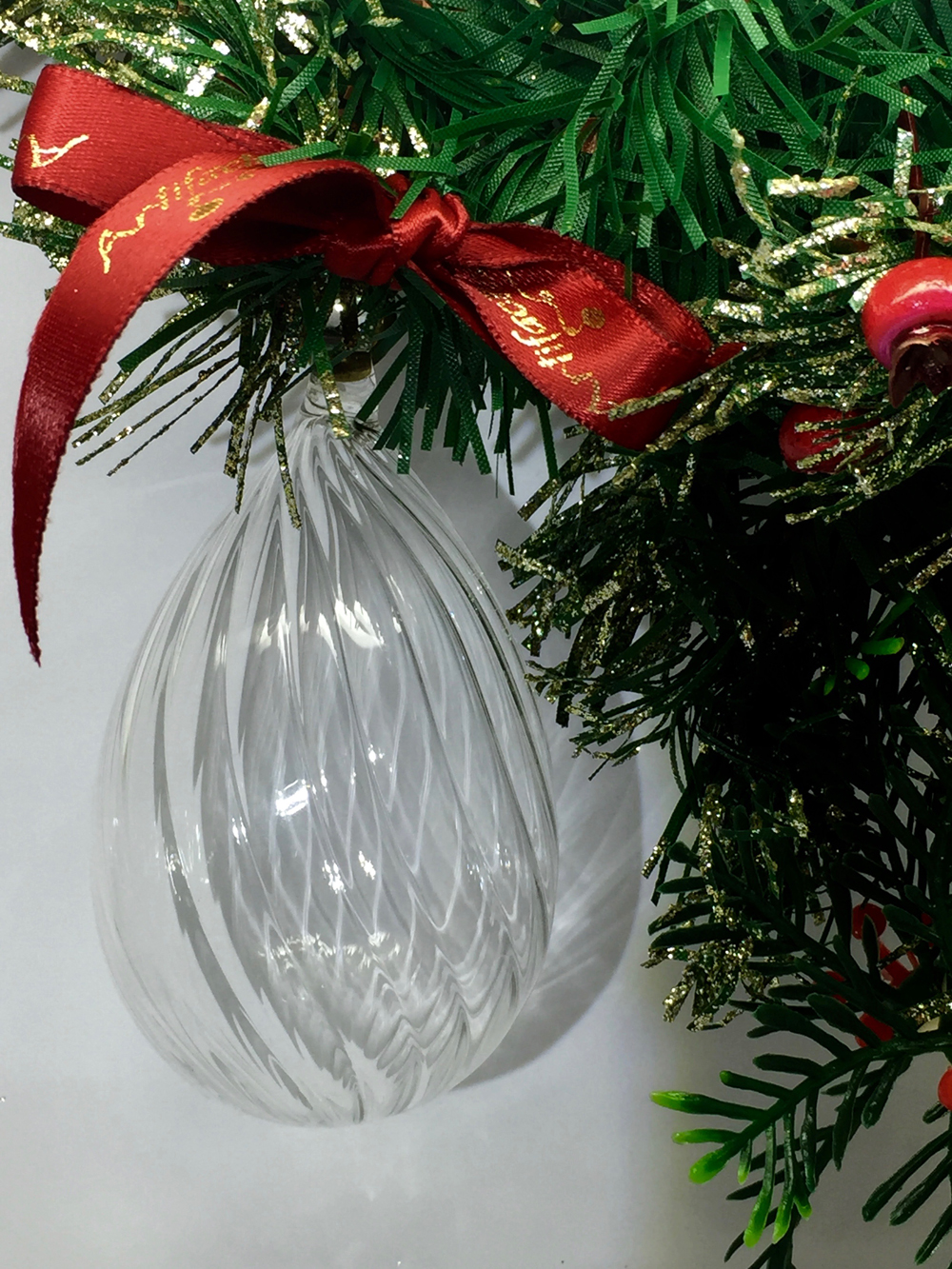 Swirl Diagonal Egg Ornament Clear Artifactually