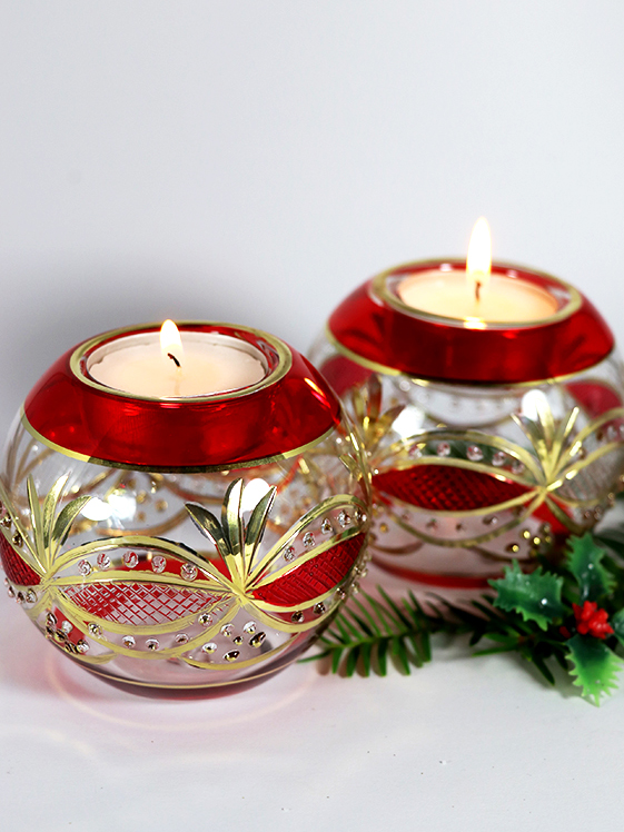 Candle Raised Garland Red (Pair) Artifactually