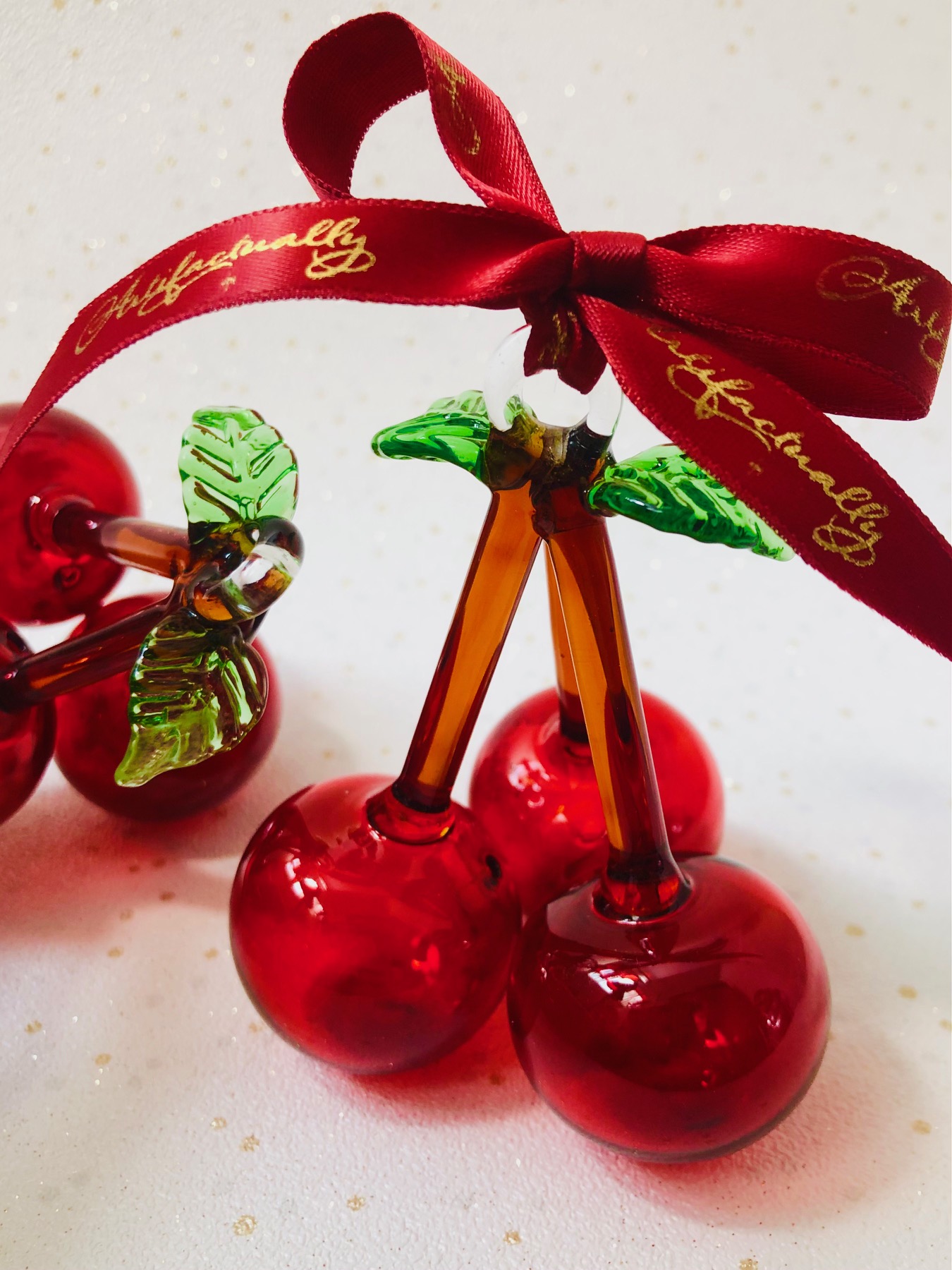 Cherry Ornament x 3 Red Artifactually