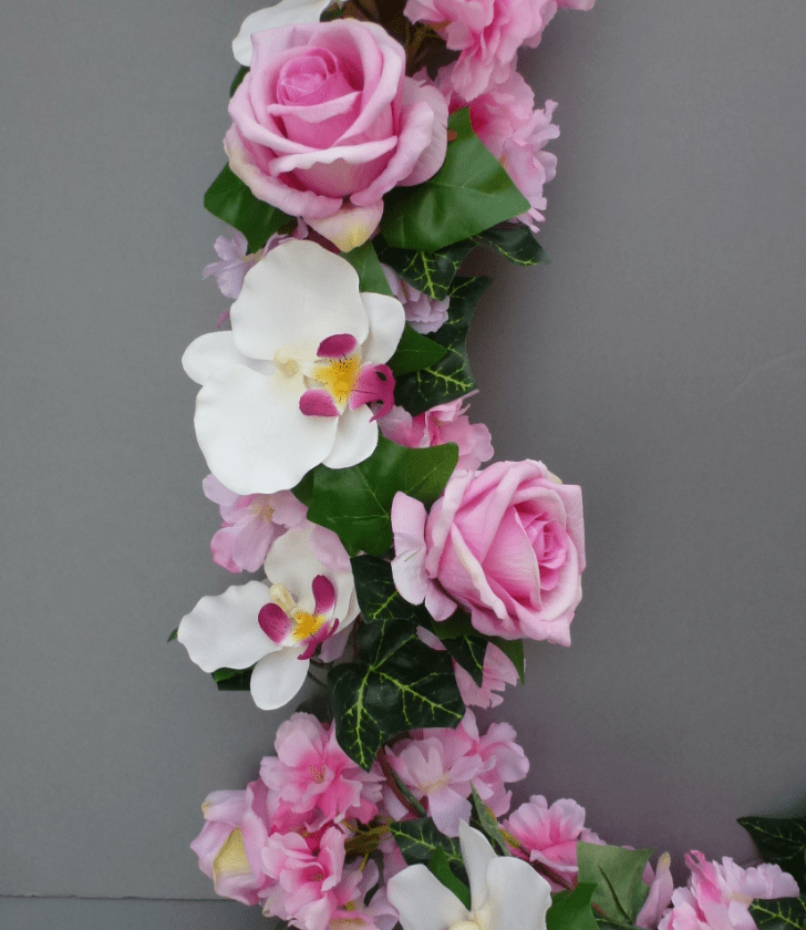 Pink silk roses and orchids artificial garland Artificial Flower Studio