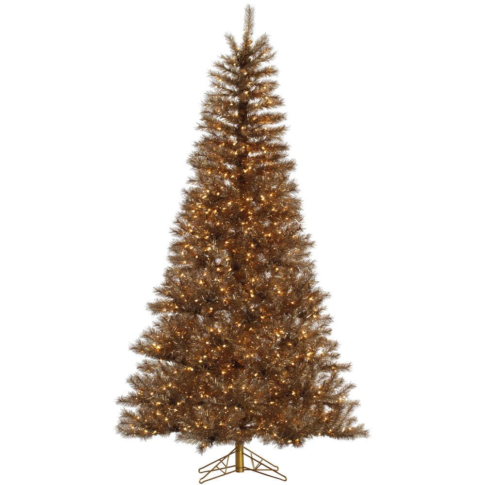 6.5 foot Gold Metal Mixed Tinsel Christmas Tree Clear LEDs A149066LED