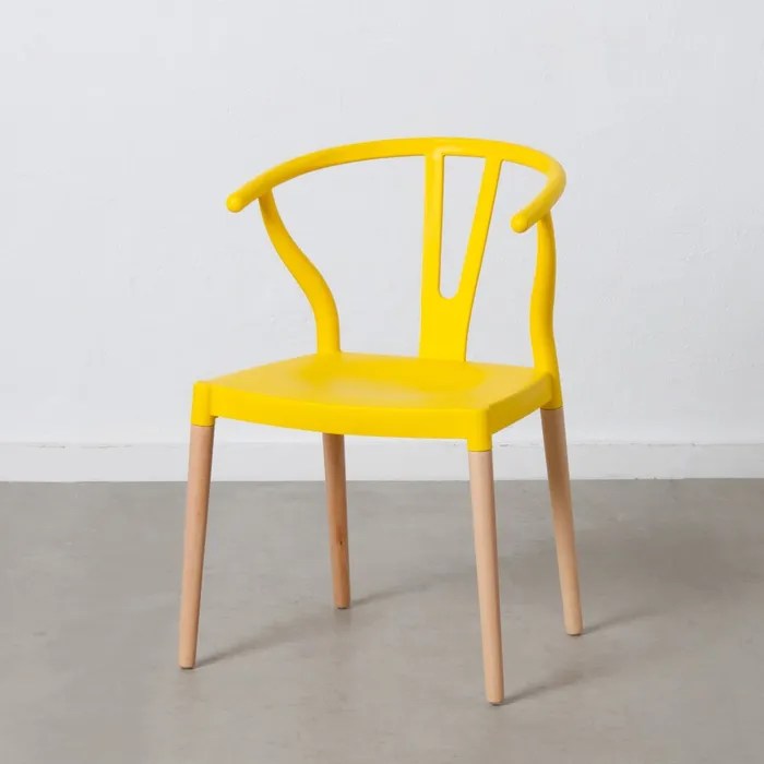 SILLA ISA AMARILLA CON PATAS DE MADERA Artisa