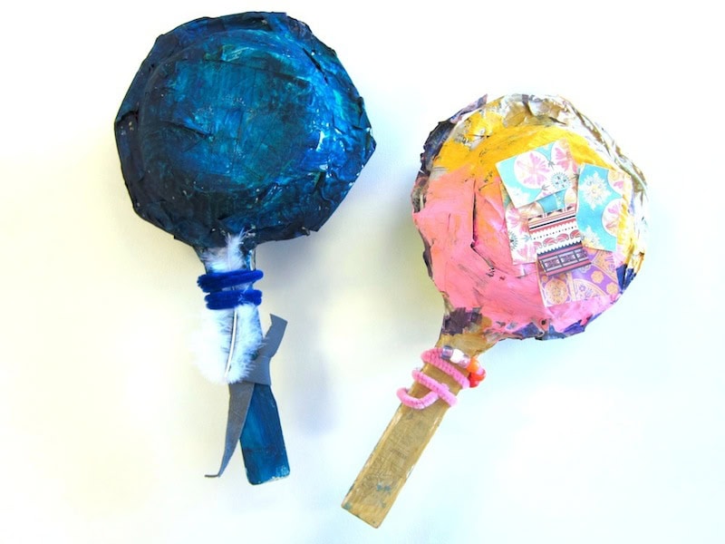 Paper Mache Rattles for Kindergarten with Native American connections
