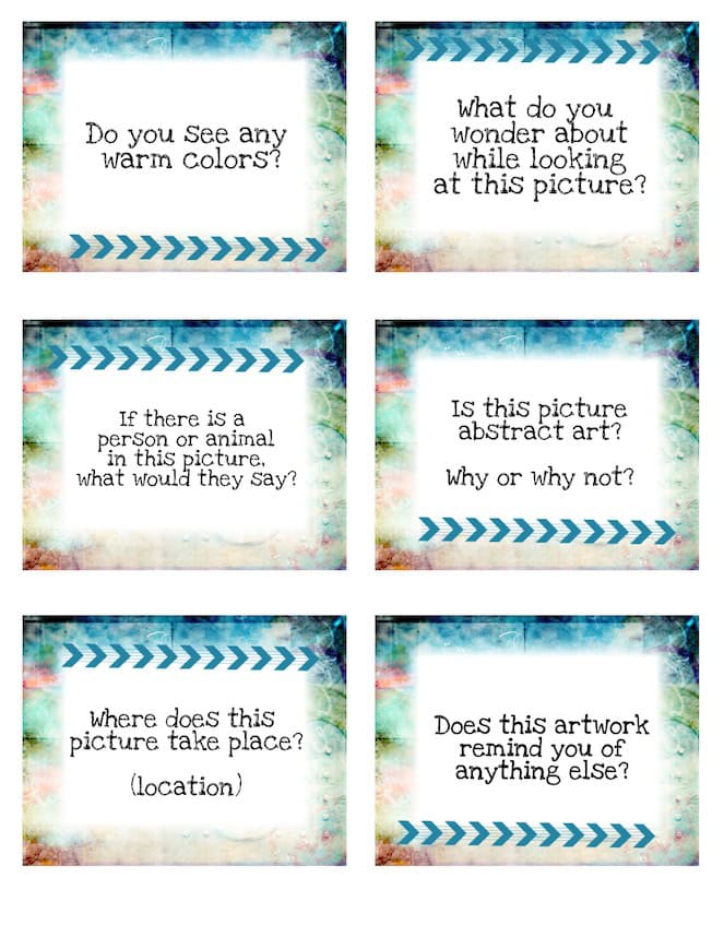 Art Discussion Cards for Class Critiques or Art History Lessons Art
