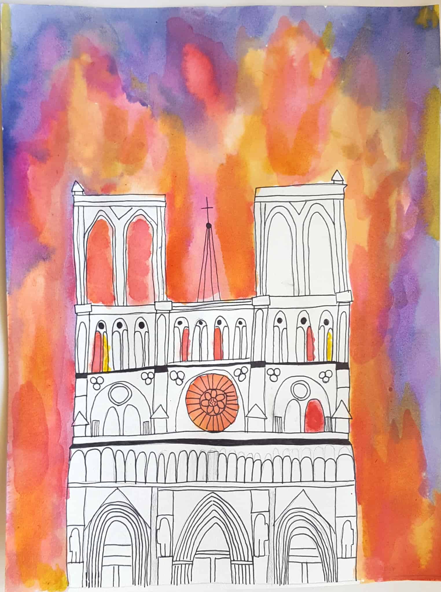 Notre Dame Watercolor and Ink Drawings Art is Basic An Elementary